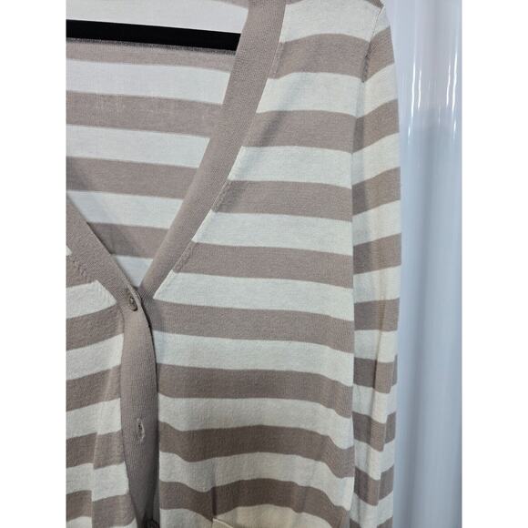 Liverpool Women's Sweater Stripes Beige Size Small Button Front V-neck Cardigan - Picture 2 of 5